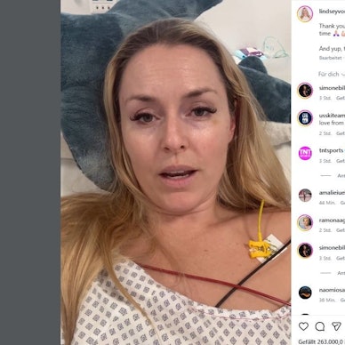 Lindsey Vonn in einer Video-Botschaft aus dem Krankenhaus.