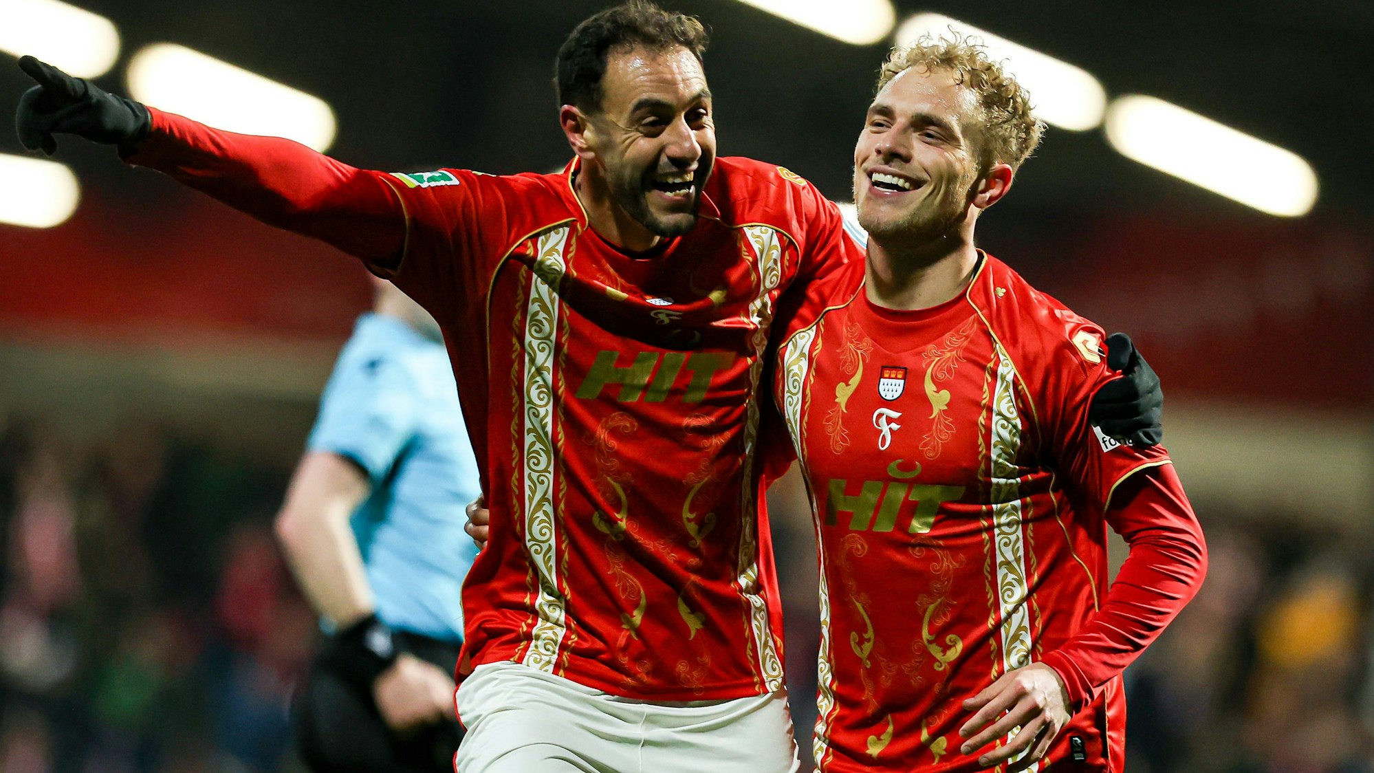 13.02.2026, xKWIx, Fußball, Regionalliga West, SC Fortuna Köln - FC Gütersloh, Südstadion: Torjubel nach dem Tor zum 1:0 durch Timo Bornemann SC Fortuna Köln 19 Photo: xKamilxWilkowskixPressefotoKochx NRW Deutschland *** 13 02 2026, xKWIx, Football, Regionalliga West, SC Fortuna Köln FC Gütersloh, Südstadion Goal celebration after the 1-0 goal by Timo Bornemann SC Fortuna Köln 19 Photo xKamilxWilkowskixPressefotoKochx NRW Germany