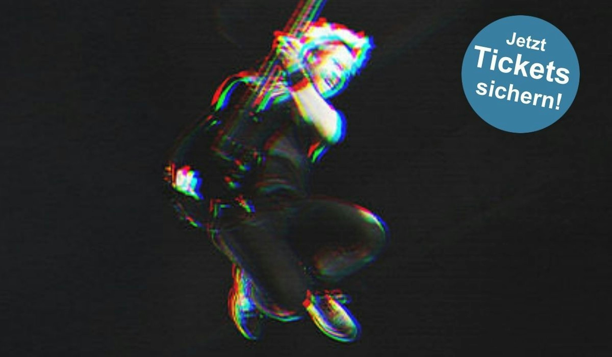 Chesney Hawkes mit E-Gitarre, Bildmaterial zur Smash It To Pieces Tour.