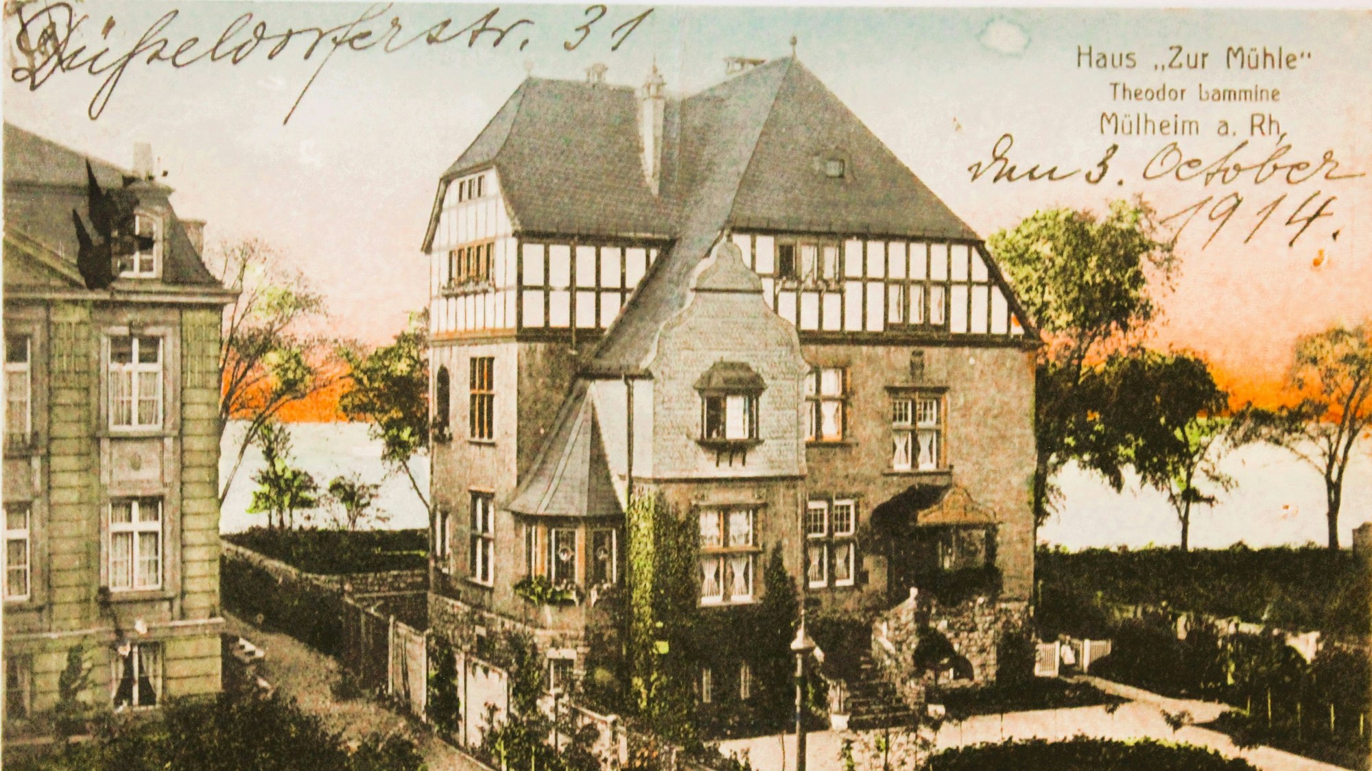 Das Bild zeigt die „Villa Lammine“ an der Düsseldorfer Straße im Jahr 1914.