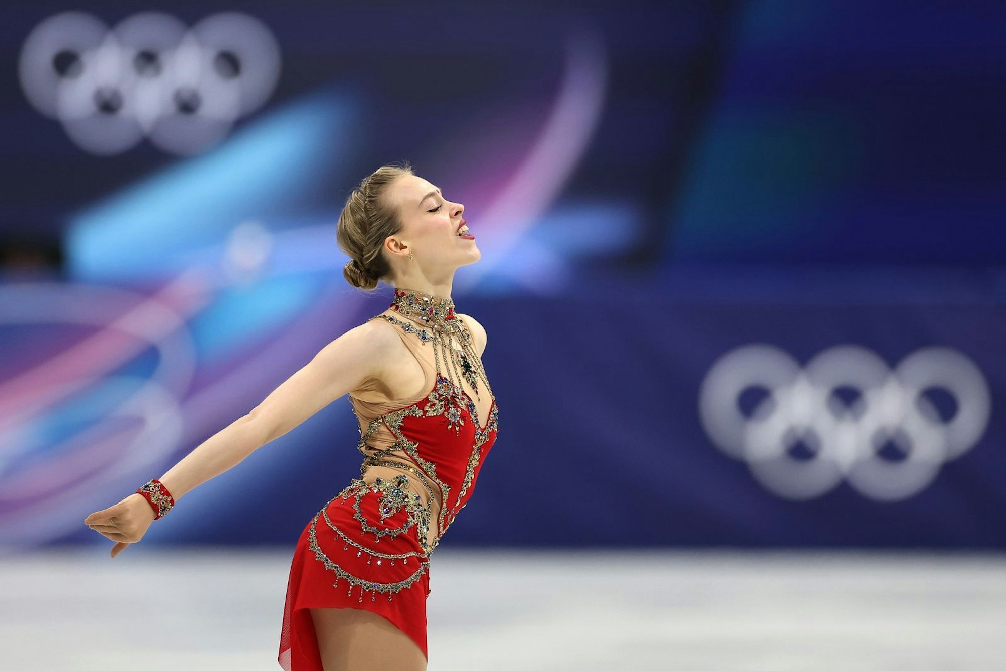 Anastasia Gubanova lieferte bei Olympia ihre persönliche Bestleistung ab. Im Fokus stand aber vor allem der Spruch eines ARD-Kommentators. (Bild: 2026 Getty Images/Sarah Stier)