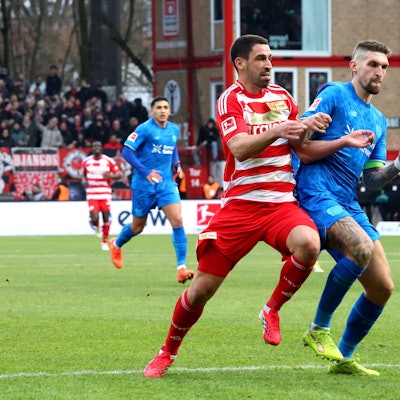 DEU, DFL, 1. FBL, 1.FC Union vs. Bayer Leverkusen, / 21.02.2026, Stadion Alte Foersterei, Berlin, DEU, DFL, 1. FBL, 1.FC Union vs. Bayer Leverkusen, im Bild: 1:0 durch Rani Khedira 1.FC Union Berlin 8, Robert Andrich Bayer Leverkusen 8 DFL - regulations prohibit any use of Photographs as image sequences and/or quasi-video *** DEU, DFL, 1 FBL, 1 FC Union vs Bayer Leverkusen, 21 02 2026, Stadion Alte Foersterei, Berlin, DEU, DFL, 1 FBL, 1 FC Union vs Bayer Leverkusen, im Bild 1 0 durch Rani Khedira 1 FC Union Berlin 8 , Robert Andrich Bayer Leverkusen 8 DFL regulations prohibit any use of Photographs as image sequences and or quasi video nordphotoxGmbHx/xEngler nph00076