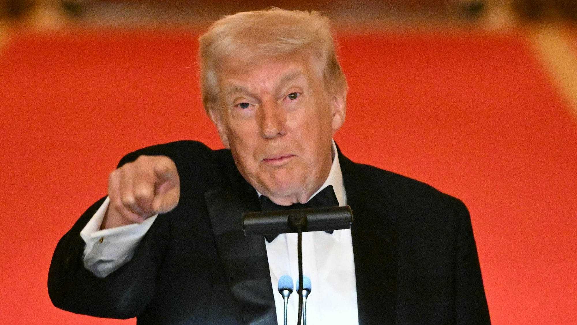 US President Donald Trump speaks during a dinner with state governors in the East Room of the White House in Washington, DC, on February 21, 2026. (Photo by Mandel NGAN / AFP)