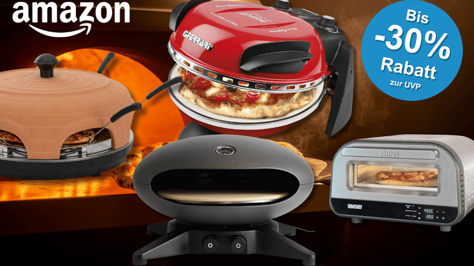 Eine darstellung von 4 verschiedenen Pizzaöfen.