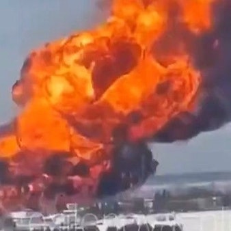 Ein Screenshot eines Videos soll die brennende Ölpumpstation, die auch die Druschba-Pipeline versorgt, in der russischen Republik Tatarstan zeigen.