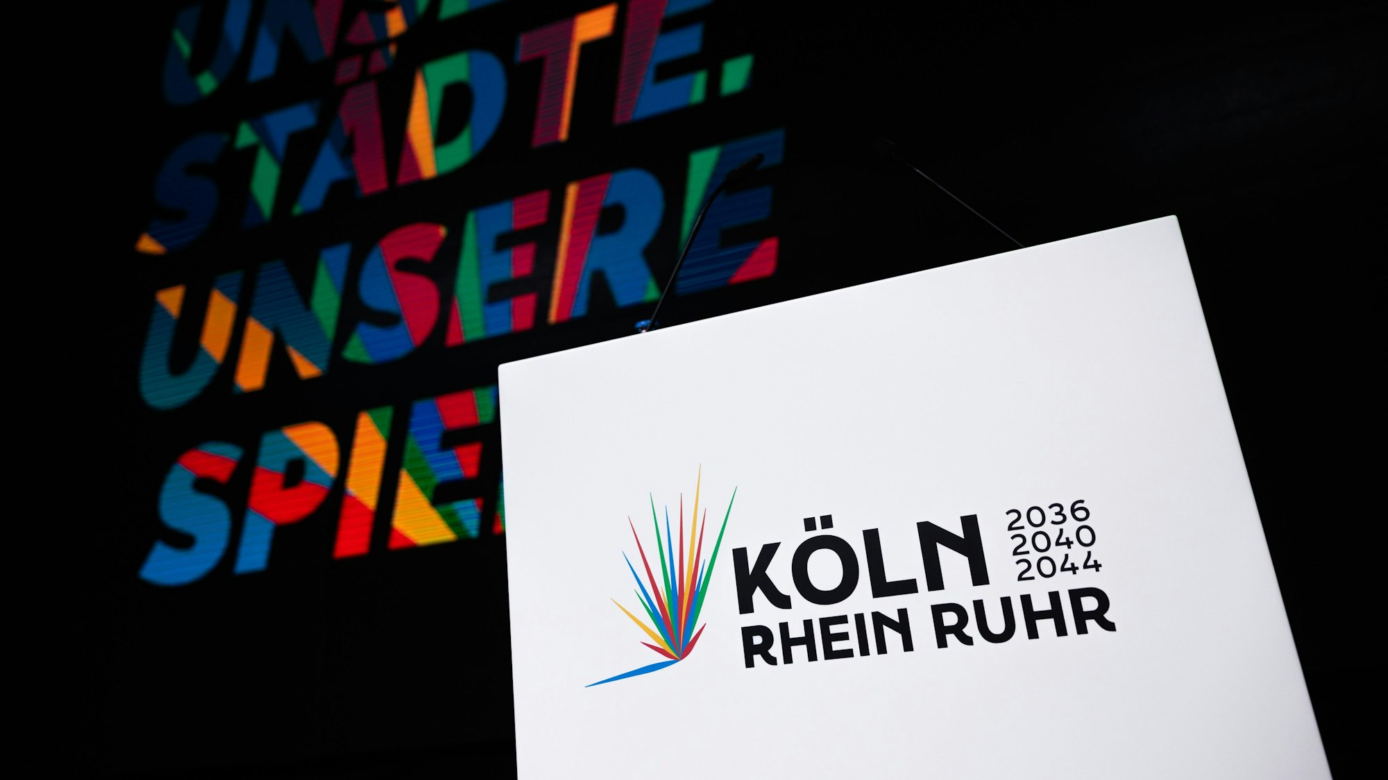 Das Logo für die Bewerbung der Region Rhein-Ruhr, mit Köln als „Leading City“, um Olympische und Paralympische Spiele