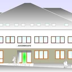 Ansicht eines Jugendhilfezentrums mit Büroflächen, Tiefgarage und Laden auf dem Schulcampus in neunkirchen-Seelscheid