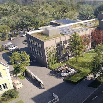 Das Foto zeigt eine Skizze des neuen Stadthauses