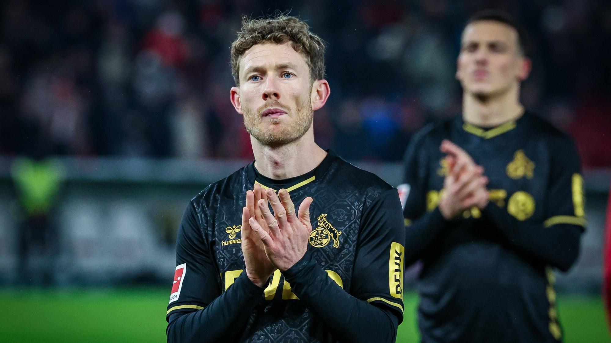 Florian Kainz 111. FC Koeln und Said El Mala 13 1. FC Koeln enttaeuscht bei den Fans nach Spielende, VfB Stuttgart vs. 1. FC Koeln, Fussball, Maenner, Bundesliga, Saison 2025/2026, Rueckrunde, 22. Spieltag, 14.02.2026 DFB regulations prohibit any use of photographs as image sequences and/or quasi-video Stuttgart Baden-Wuerttemberg Deutschland *** Florian Kainz 11 1 FC Koeln and Said El Mala 13 1 FC Koeln disappointed with the fans after the match, VfB Stuttgart vs 1 FC Koeln, Football, Men, Bundesliga, Season 2025 2026, Second round, 22 Matchday, 14 02 2026 DFB regulations prohibit any use of photographs as image sequences and or quasi video Stuttgart Baden Wuerttemberg Germany Copyright: xkolbert-press/MartinxAgüerax