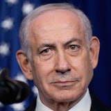 Israels Ministerpräsident Benjamin Netanjahu während einer Pressekonferenz.