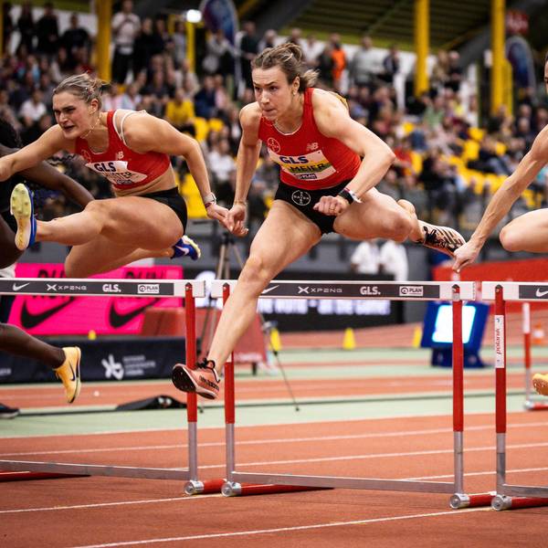 Deutsche Leichtathletik-Hallenmeisterschaften Dortmund, 28.02.2026 Franziska Schuster TSV Bayer 04 Leverkusen, 409, Marlene Meier TSV Bayer 04 Leverkusen, 401, Ricarda Lobe MTG Mannheim, 29 über 60m Hürden Deutsche Leichtathletik-Hallenmeisterschaften am 28.02.2026 in der Helmut-Körnig-Halle in Dortmund. *** German Athletics Indoor Championships Dortmund, 28 02 2026 Franziska Schuster TSV Bayer 04 Leverkusen, 409 , Marlene Meier TSV Bayer 04 Leverkusen, 401 , Ricarda Lobe MTG Mannheim, 29 over 60m hurdles German Athletics Indoor Championships on 28 02 2026 in the Helmut Körnig Hall in Dortmund Copyright: xBEAUTIFULxSPORTS/AxelxKohringx