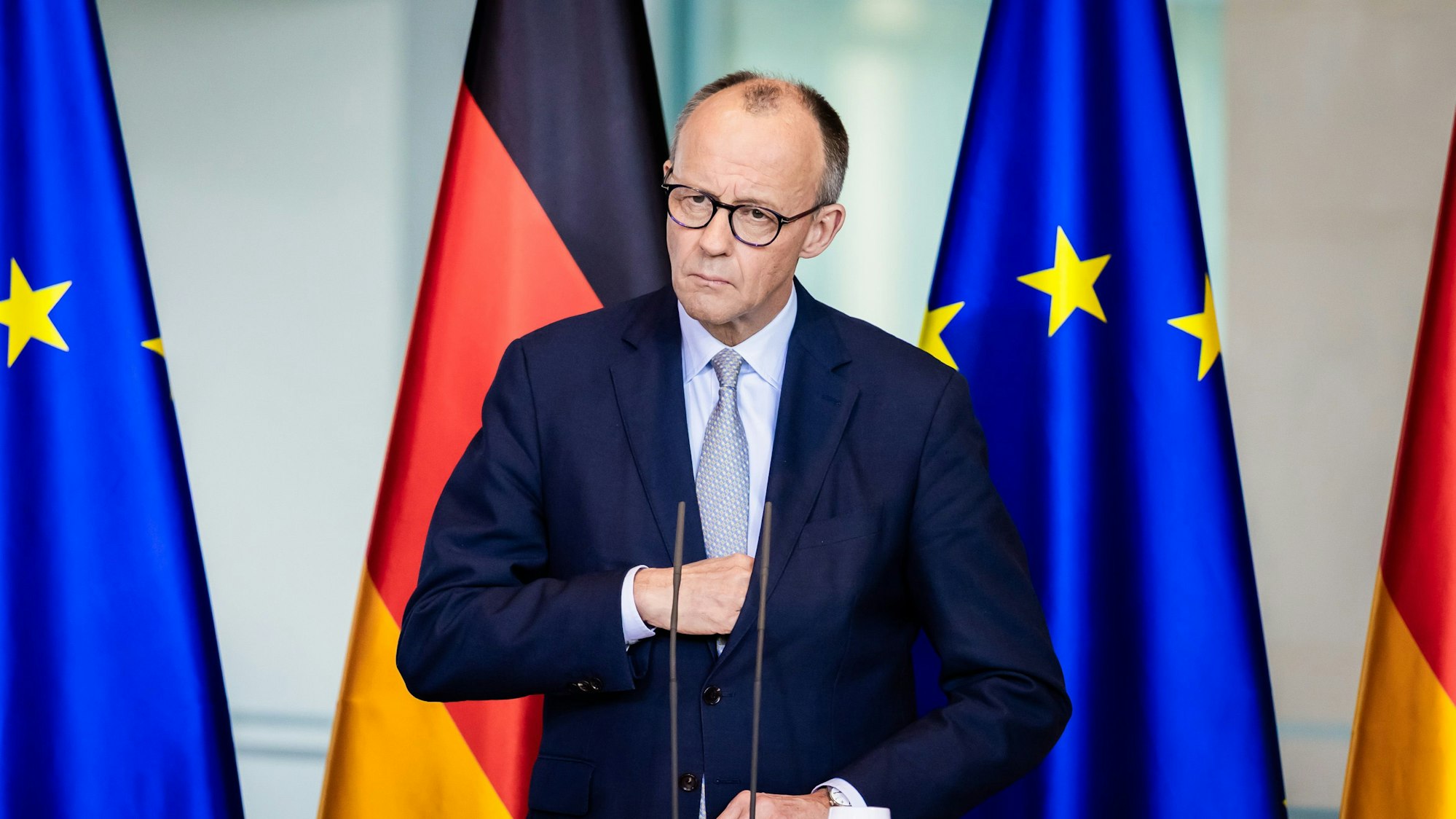 Bundeskanzler Friedrich Merz (CDU) äußert sich im Bundeskanzleramt zum Angriff auf den Iran.