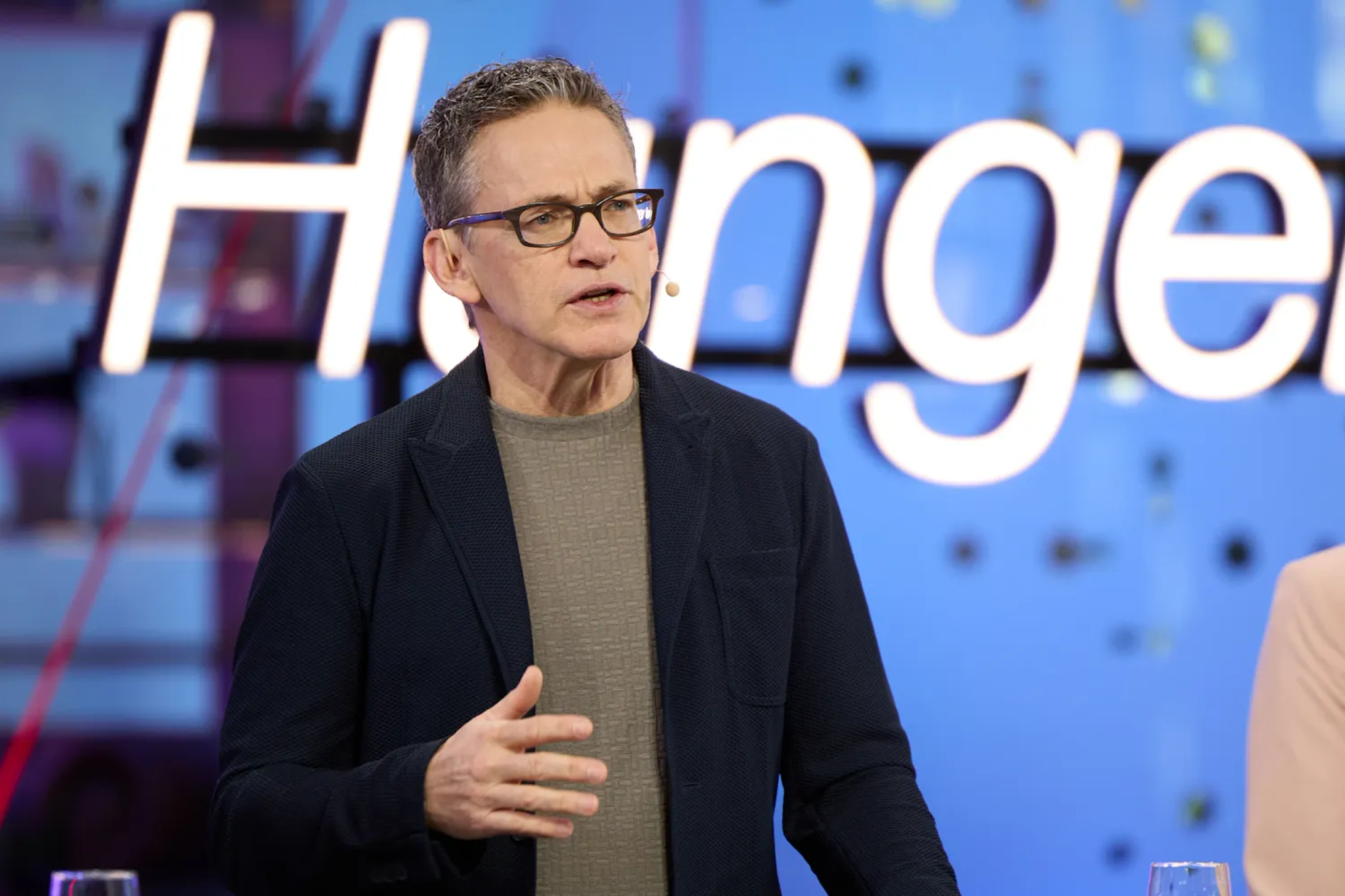 Bill Anderson, Vorstandsvorsitzender von Bayer, auf der Bilanz-Pressekonferenz des Unternehmens.