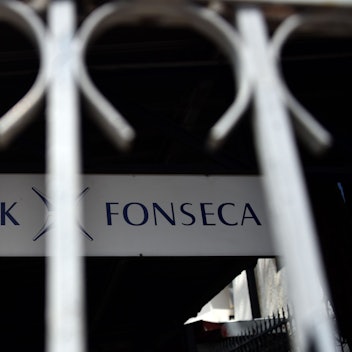 Ein früheres Firmenschild von „Mossack Fonseca“ in Panama