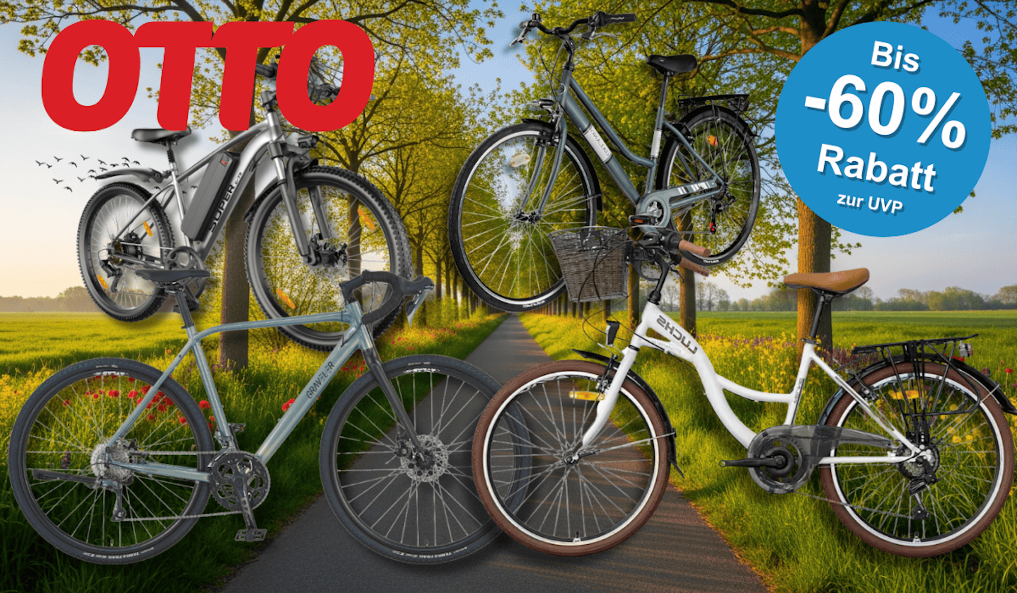 Fahrräder vor einem Fahrradweg.