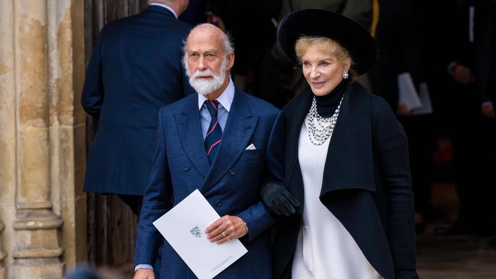 Prinz Michael von Kent und seine Ehefrau Prinzessin Michael von Kent (Marie Christine von Reibnitz) beim Gedenkgottesdienst für Prinz Philip am 29. März 2022 in der Westminster Abbey in London.