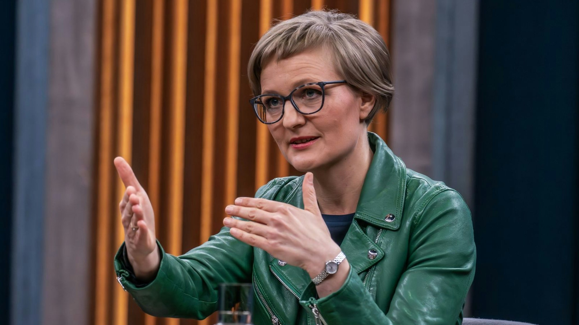 Grünen-Chefin Franziska Brantner streitet ab, dass ihre Partei in Baden-Württemberg eine Schmutzkampagne gegen CDU-Spitzenkandidat Manuel Hagel gefahren hat. (Bild: ARD / Claudius Pflug)