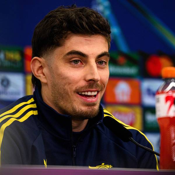 LEVERKUSEN, GERMANY - 10 MARCH, 2026: Kai Havertz - press conference, PK, Pressekonferenz The match of UEFA Champions League Bayer Leverkusen vs Arsenal London at BayArena. PUBLICATIONxNOTxINxRUS Copyright: xVitaliixKliuievx