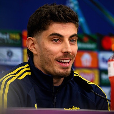 LEVERKUSEN, GERMANY - 10 MARCH, 2026: Kai Havertz - press conference, PK, Pressekonferenz The match of UEFA Champions League Bayer Leverkusen vs Arsenal London at BayArena. PUBLICATIONxNOTxINxRUS Copyright: xVitaliixKliuievx