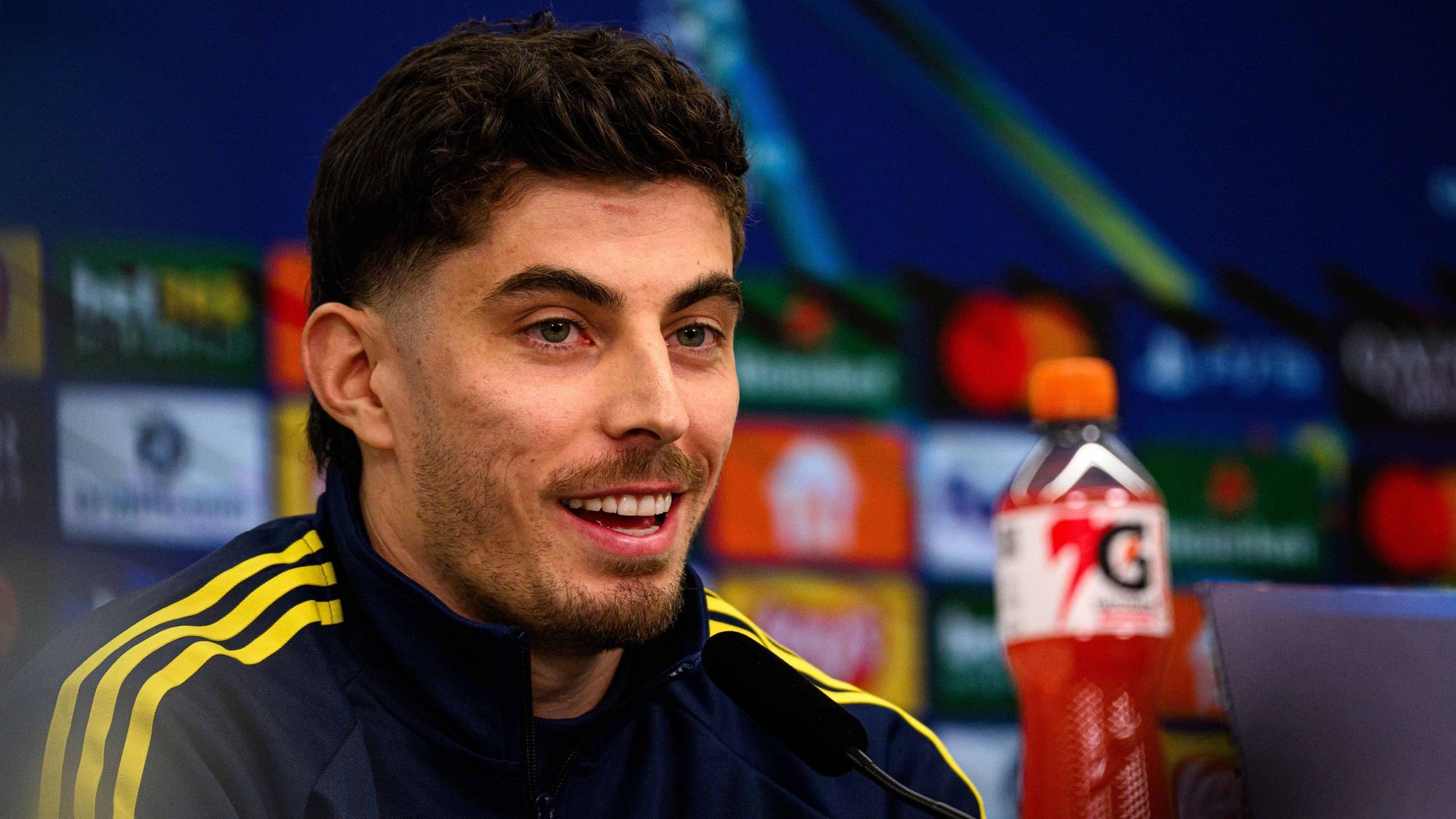 LEVERKUSEN, GERMANY - 10 MARCH, 2026: Kai Havertz - press conference, PK, Pressekonferenz The match of UEFA Champions League Bayer Leverkusen vs Arsenal London at BayArena. PUBLICATIONxNOTxINxRUS Copyright: xVitaliixKliuievx