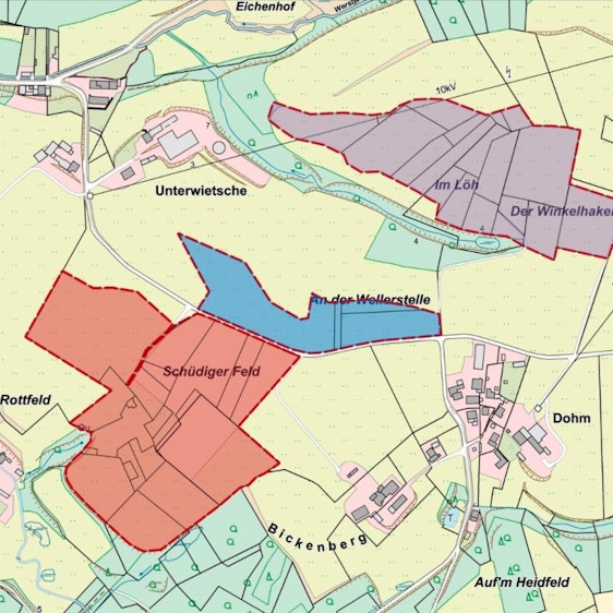 Flächen, auf denen eine Agri-Photovoltaikanlage entstehen soll.