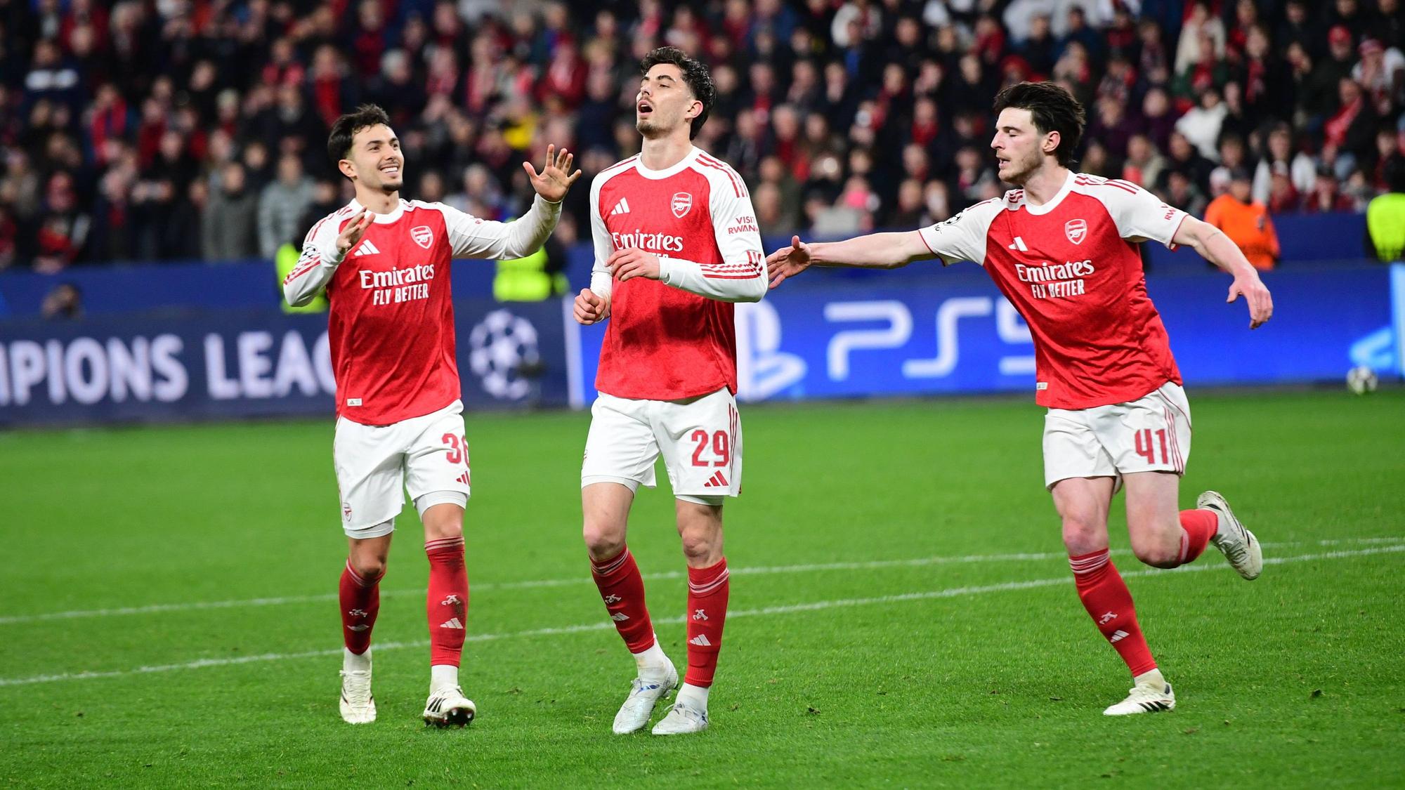 Leverkusen v Arsenal - UEFA Champions League LEVERKUSEN, GERMANY - MARCH 11: Kai Havertz of Arsenal celebrates after scoring during the UEFA Champions League match between Leverkusen and Arsenal at BayArena in Leverkusen, Germany on March 11, 2026. Hesham Elsherif / Anadolu Leverkusen Germany. Editorial use only. Please get in touch for any other usage. PUBLICATIONxNOTxINxTURxUSAxCANxUKxJPNxITAxFRAxAUSxESPxBELxKORxRSAxHKGxNZL Copyright: x2026xAnadoluxHeshamxElsherifx