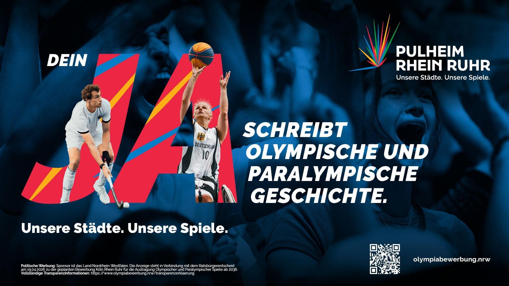 Ein Logo, mit dem die Olympischen Spiele beworben werden.