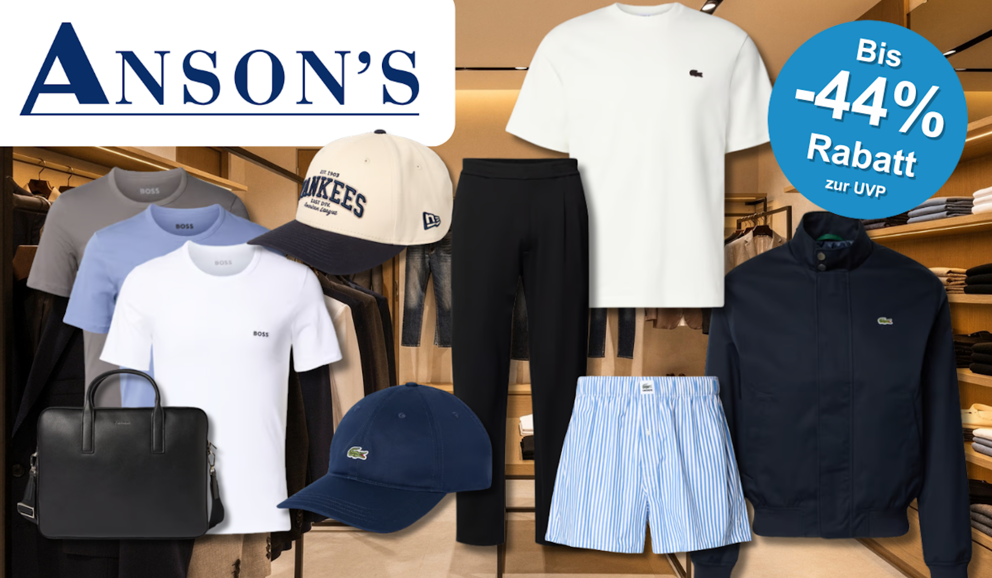 Verschiedene Herren Kleidungsstücke von Lacoste & Co.