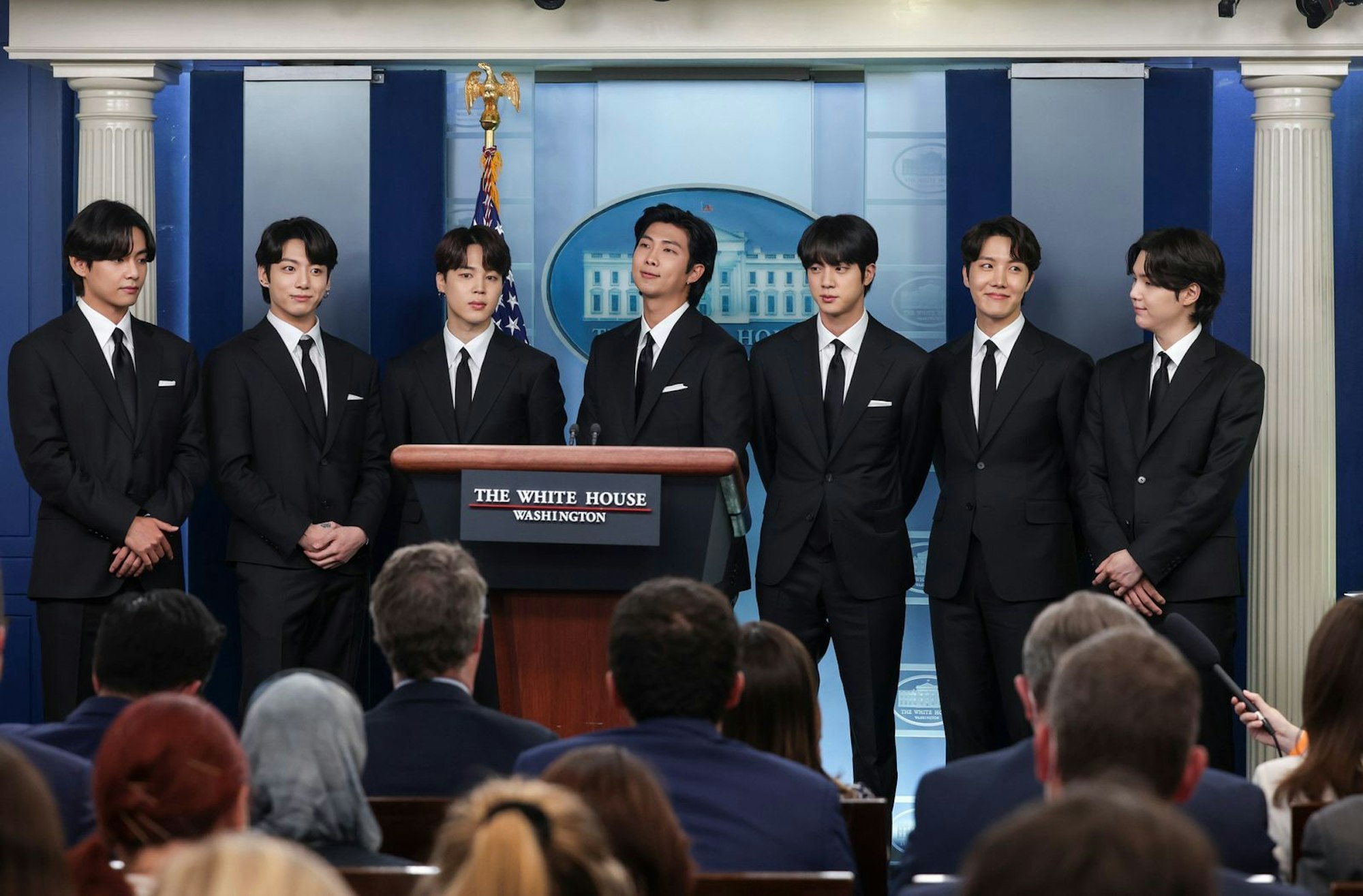 BTS sprach unter anderem vor den Vereinten Nationen und im Weißen Haus. (Bild: 2022 Getty Images/Kevin Dietsch)