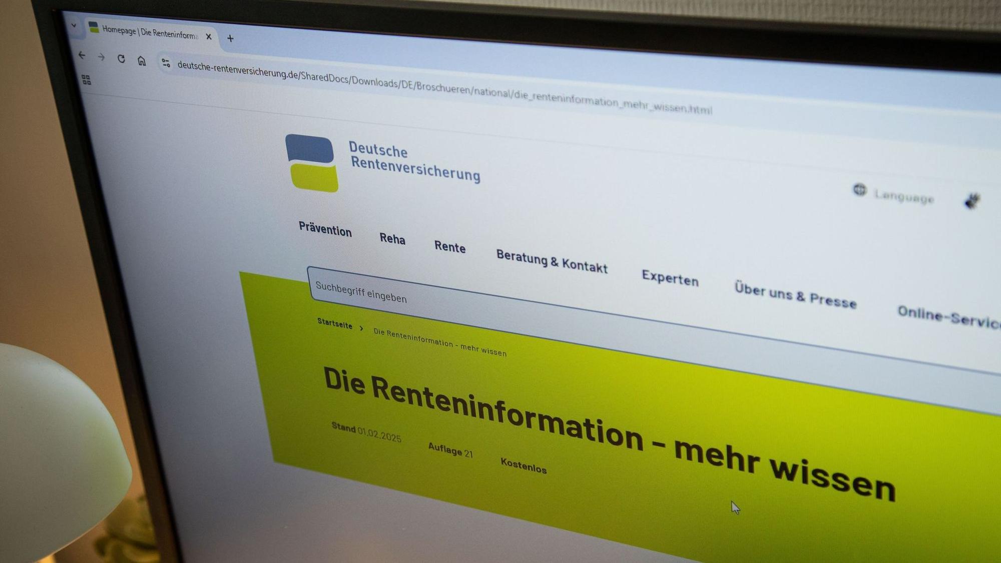 Webseite der Deutschen Rentenversicherung