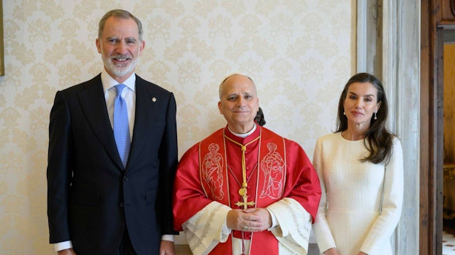 König Felipe VI. und Königin Letizia von Spanien bei einer Audienz mit Papst Leo XIV. im Vatikan.
