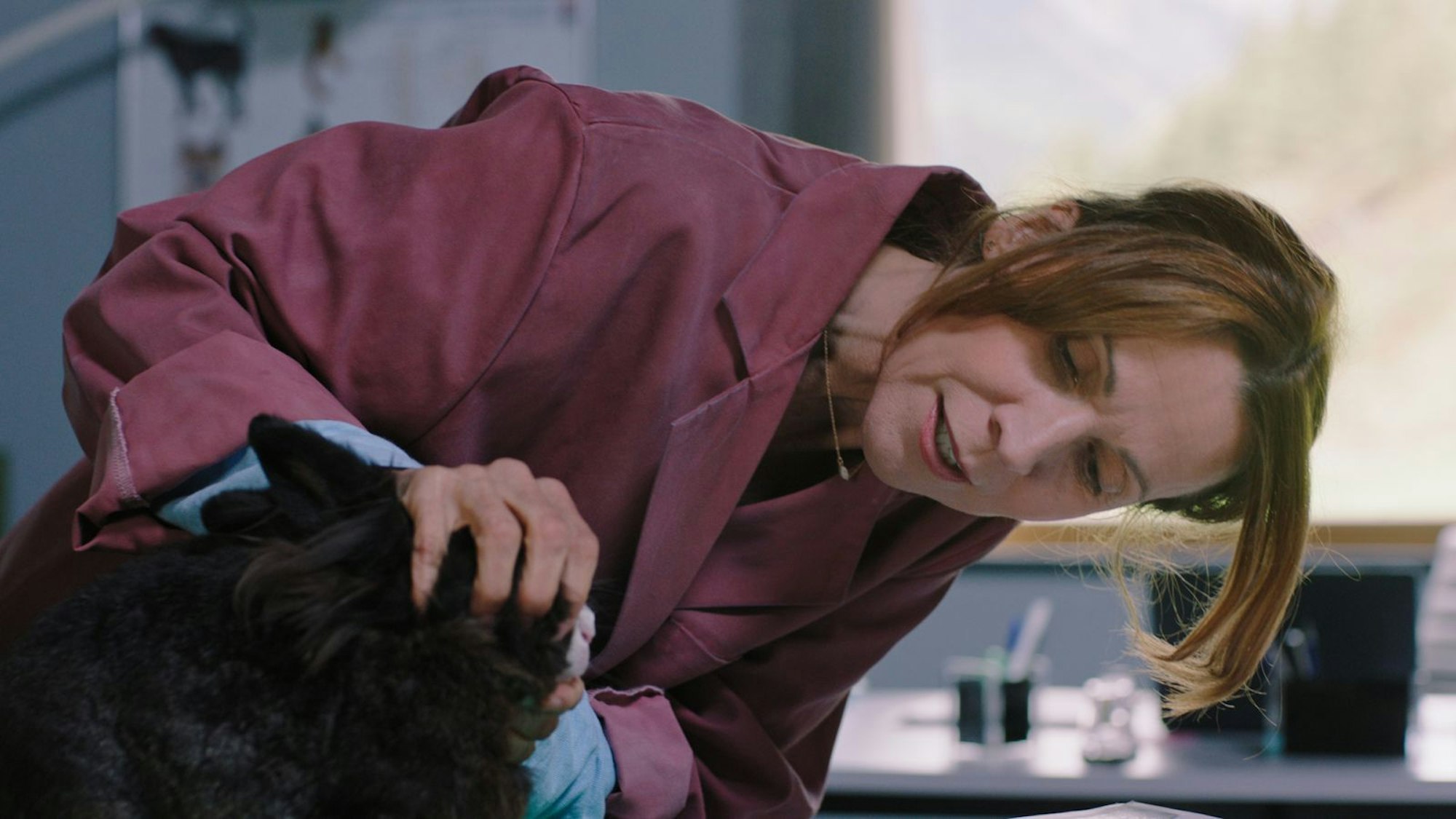 „Meine Rolle Dr. Johanna Maiwald kümmert sich mit viel Hingabe und Selbstverständlichkeit um Tiere und auch gleich um die Besitzer, die ja oft co-krank sind“, sagt Doris Schretzmayer im Interview. (Bild: ZDF / Lukas-Frederik Pfaff)