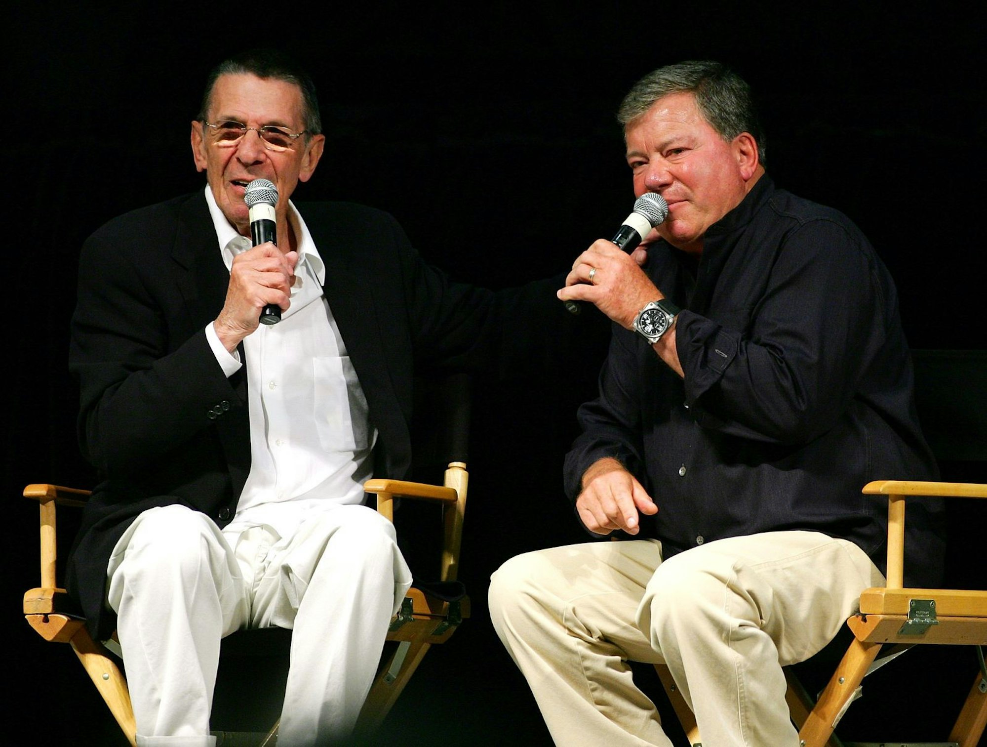 Sie waren die Stars jeder „Star Trek“-Fan-Convention: Leonard Nimoy (links) und William Shatner. (Bild: Ethan Miller/Getty Images)