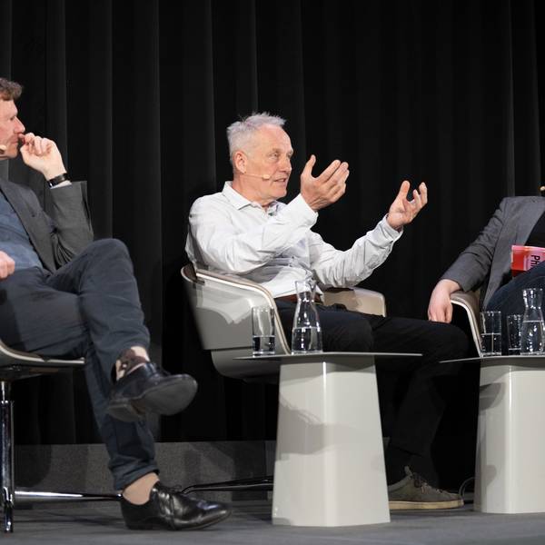Hartmut Rosa (l.) und Christian Streich bei der lit.Cologne