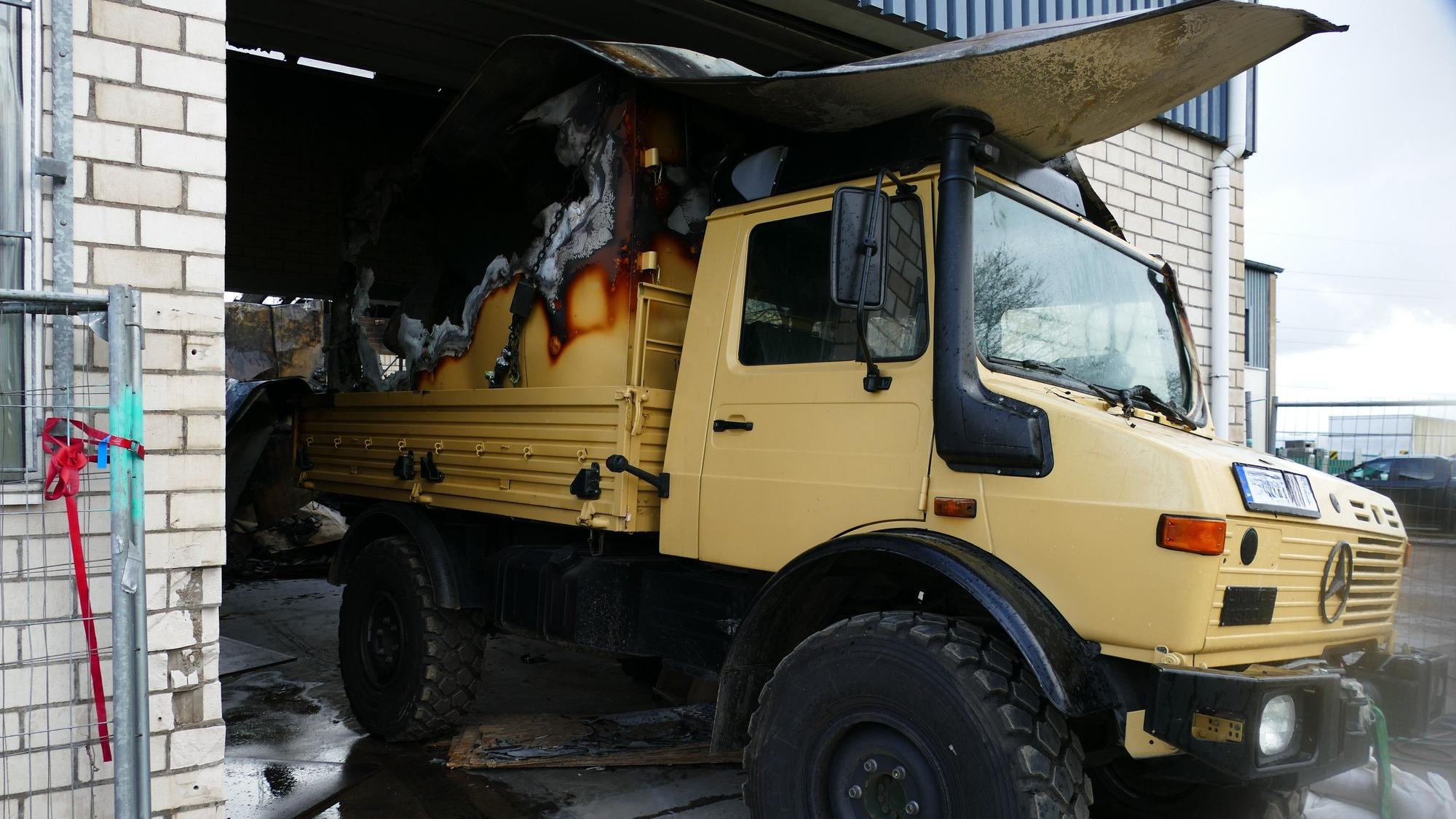 Auf diesem Unimog hatte es eine Verpuffung gegeben.