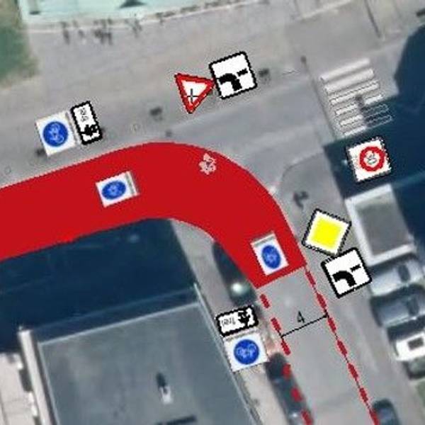 Die Grafik zeigt einen rot markierten Straßenabschnitt.