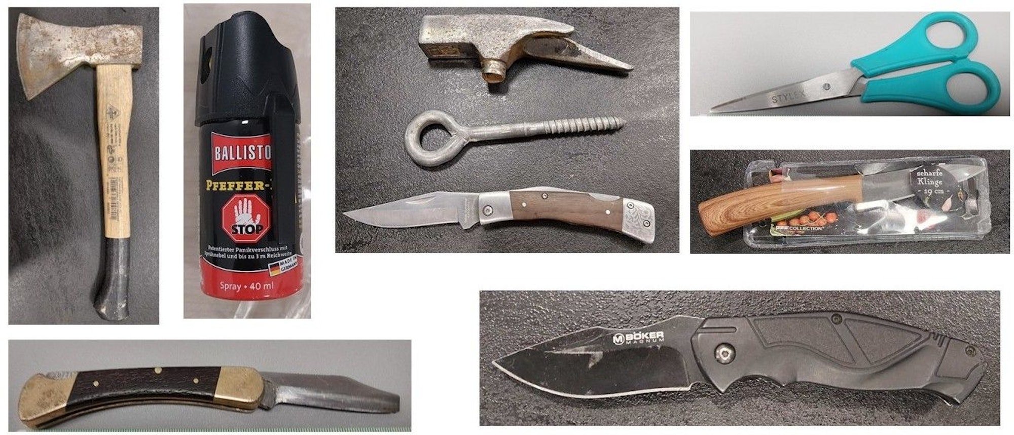 Auswahl der aufgefundenen Gegenstände vom bundesweiten Schwerpunkteinsatz