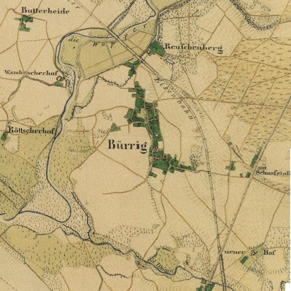 Die Köln-Mindener Eisenbahn in Wiesdorf und Bürrig Küppersteg.