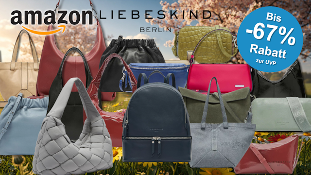 Eine Darstellung von verschiedenen Liebeskind Berlin Taschen vor einem sommerlichen Hintergrund.