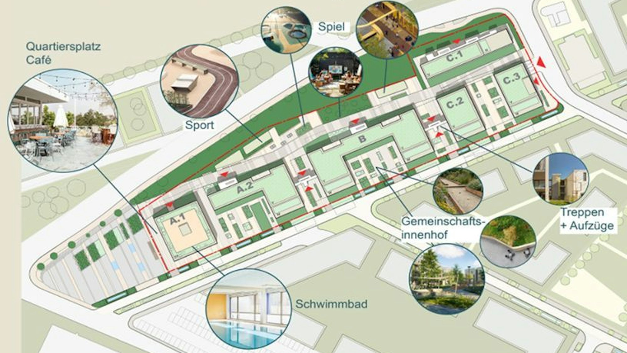 Eine Planzeichnung des Architekturbüros zeigt, wie die Wohnungsgenossenschaft in Euskirchen aussehen könnte.