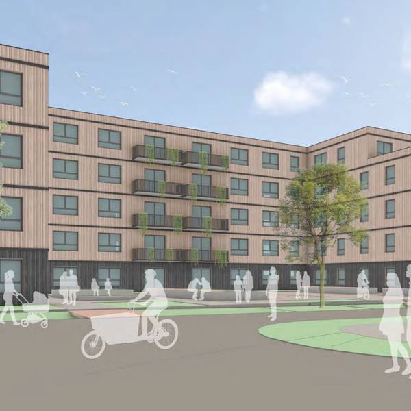 Die Visualisierung des Architekturbüros zeigt, wie das Quartier der Wohnungsgenossenschaft in Euskirchen aussehen könnte.