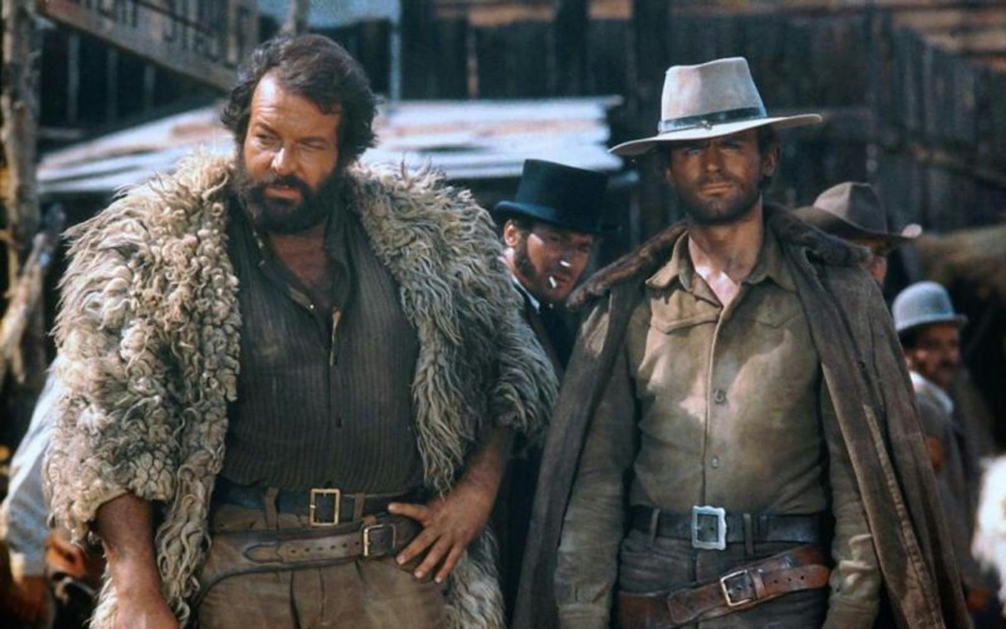 In „Gott vergibt - Django nie!“ waren Bud Spencer und Terence Hill 1967 zum ersten Mal gemeinsam vor der Kamera zu sehen. In den 1980er-Jahren kam der Italowestern neu geschnitten unter dem Klamauk-Titel „Zwei vom Affen gebissen“ noch einmal heraus. (Bild: Screen Power)