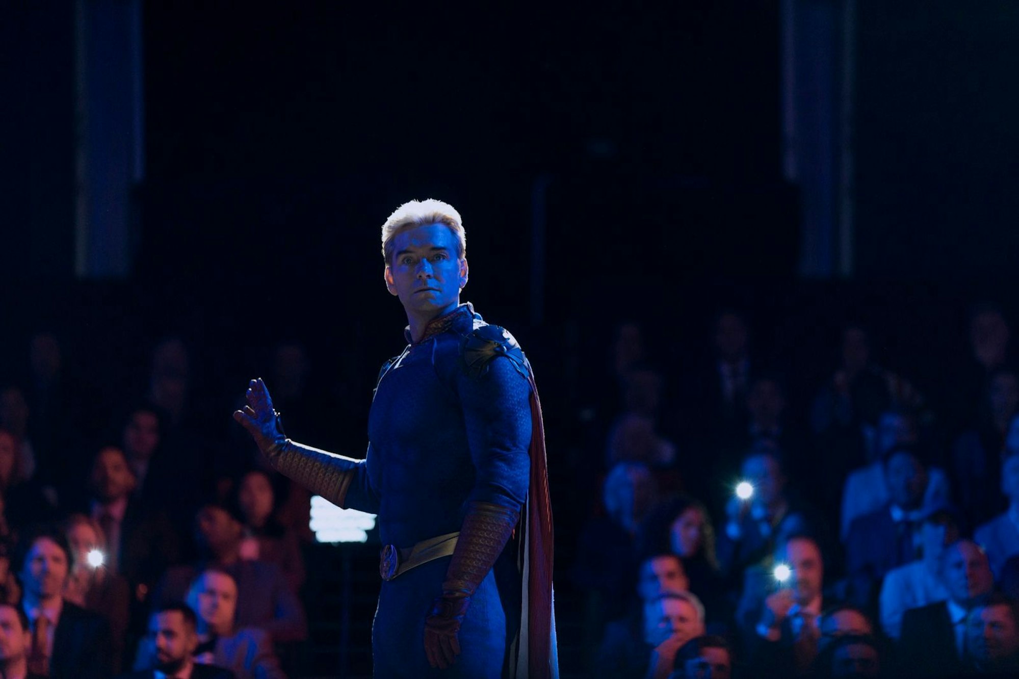 Homelander (Antony Starr): Ähnlichkeiten zu lebenden Personen sind nicht zufällig. (Bild: © Amazon Content Services LLC / Jasper Savage / Prime Video)