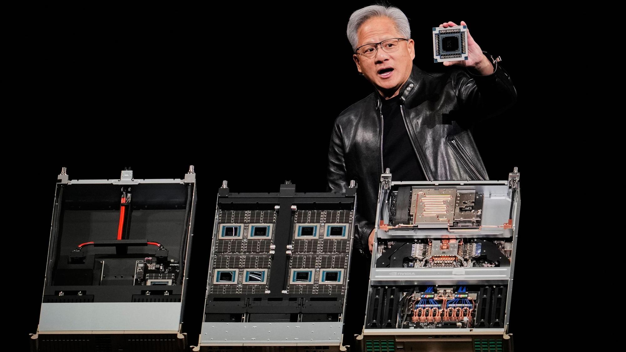 Das Bild zeigt Nvidia-CEO Jensen Huang während einer Nvidia-Konferenz zum Thema Künstliche Intelligenz in San Jose in Kalifornien.