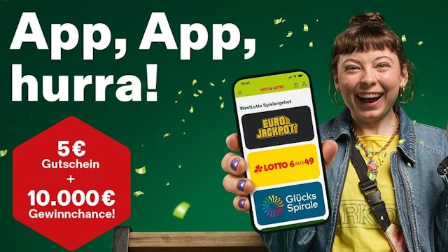 Mit der WestLotto-App kommen Lottofans dem Jackpot spielend leicht näher. Die App einfach im App-Store für iOS oder Android herunterladen, registrieren und direkt Eurojackpot, LOTTO 6aus49, Rubbellose und weitere WestLotto-Produkte spielen – alles bequem per Smartphone.