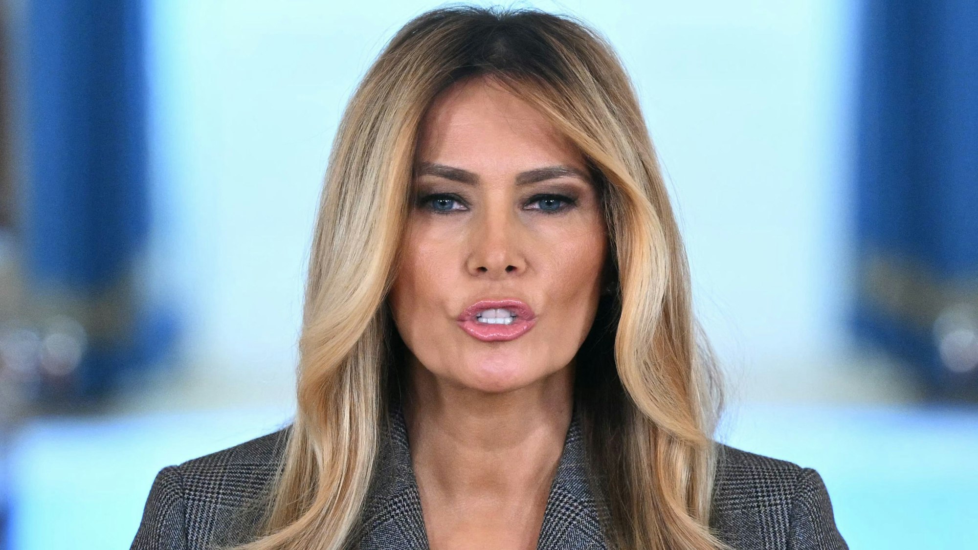 Melania Trump, First Lady der USA, gibt eine Erklärung zum Fall Jeffrey Epstein ab.