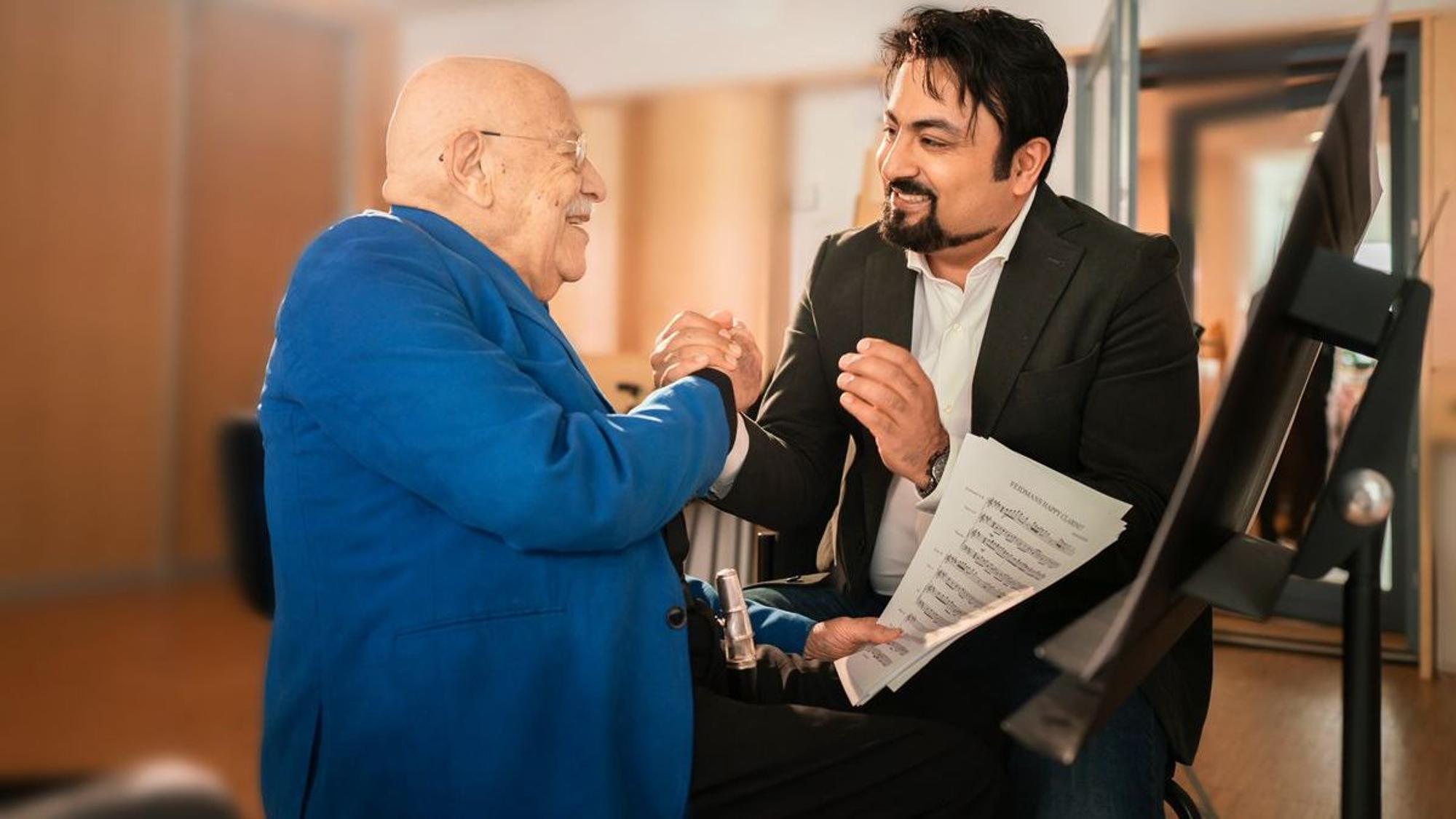 Arbeiten seit vielen Jahren zusammen: Giora Feidman und Majid Montazer.