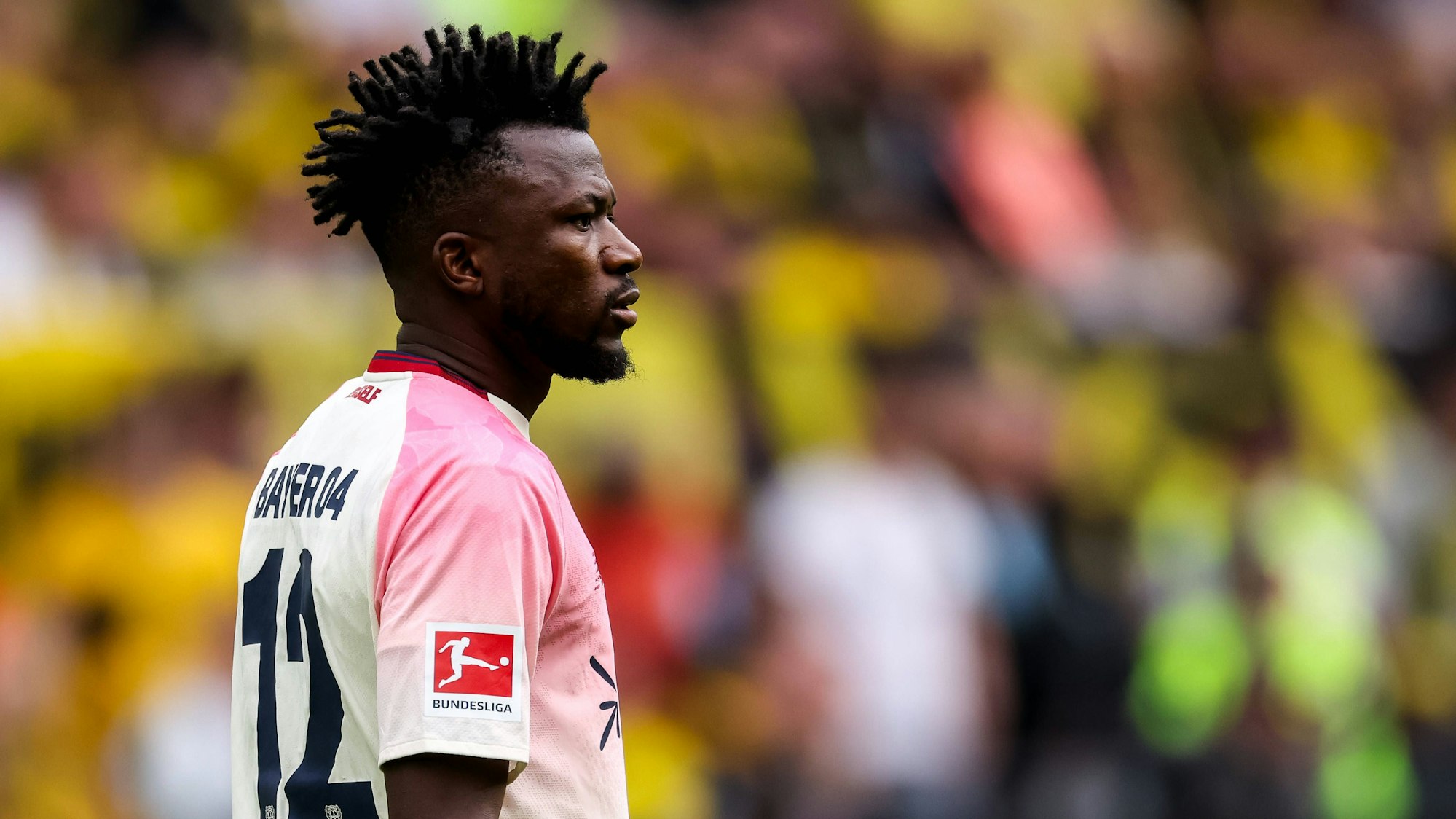 DORTMUND, GERMANY - APRIL 11: Edmond Tapsoba of Bayer 04 Leverkusen looks on during the Bundesliga match between Borussia Dortmund and Bayer 04 Leverkusen at Signal Iduna Park on April 11, 2026 in Dortmund, Germany. PUBLICATIONxINxGERxSUIxAUTxONLY Copyright: xRenexNijhuis/MBxMediax