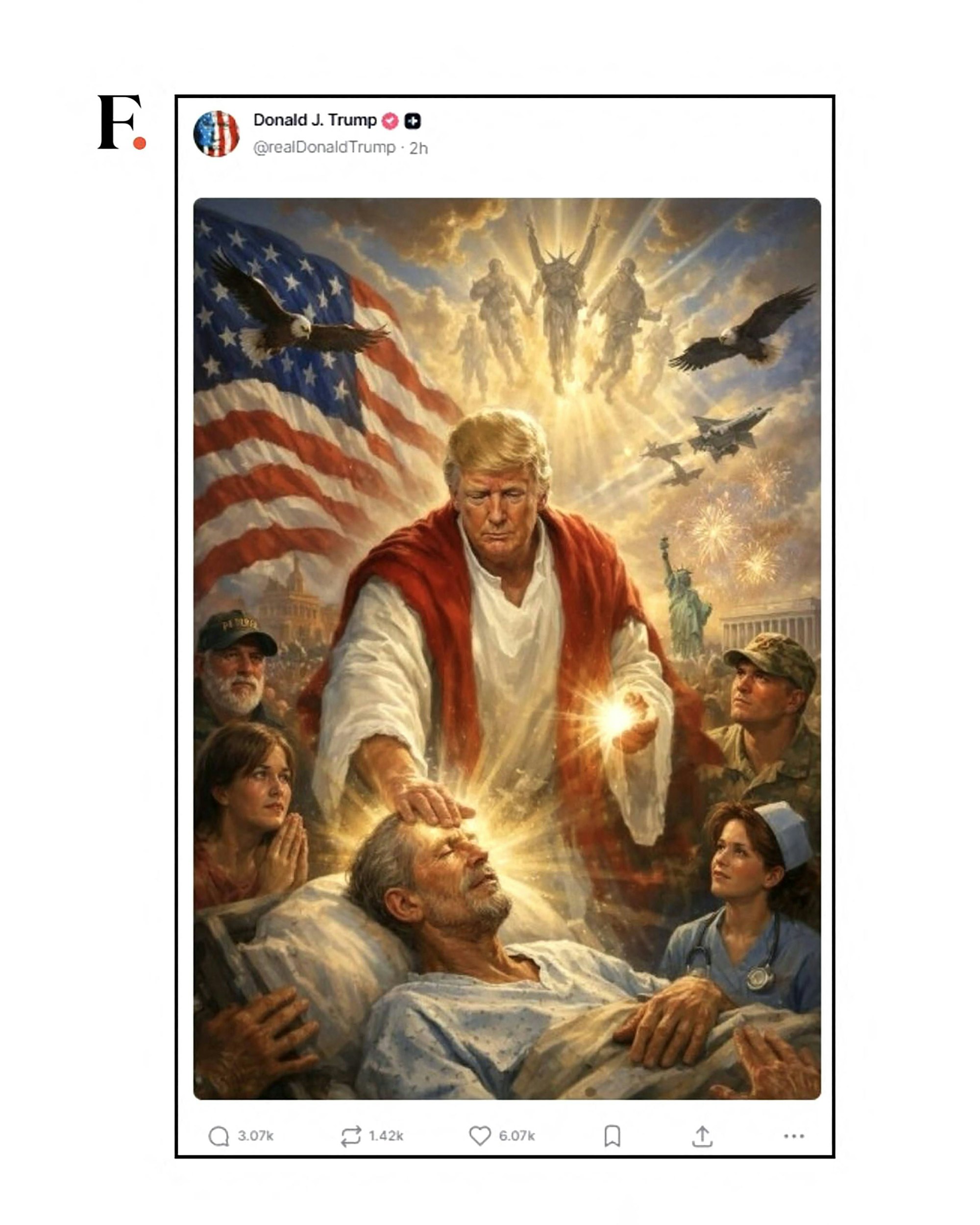 Nachdem er den Papst scharf kritisiert hatte, postete Donald Trump ein Foto von sich als Jesus Christus – und löschte es wieder.