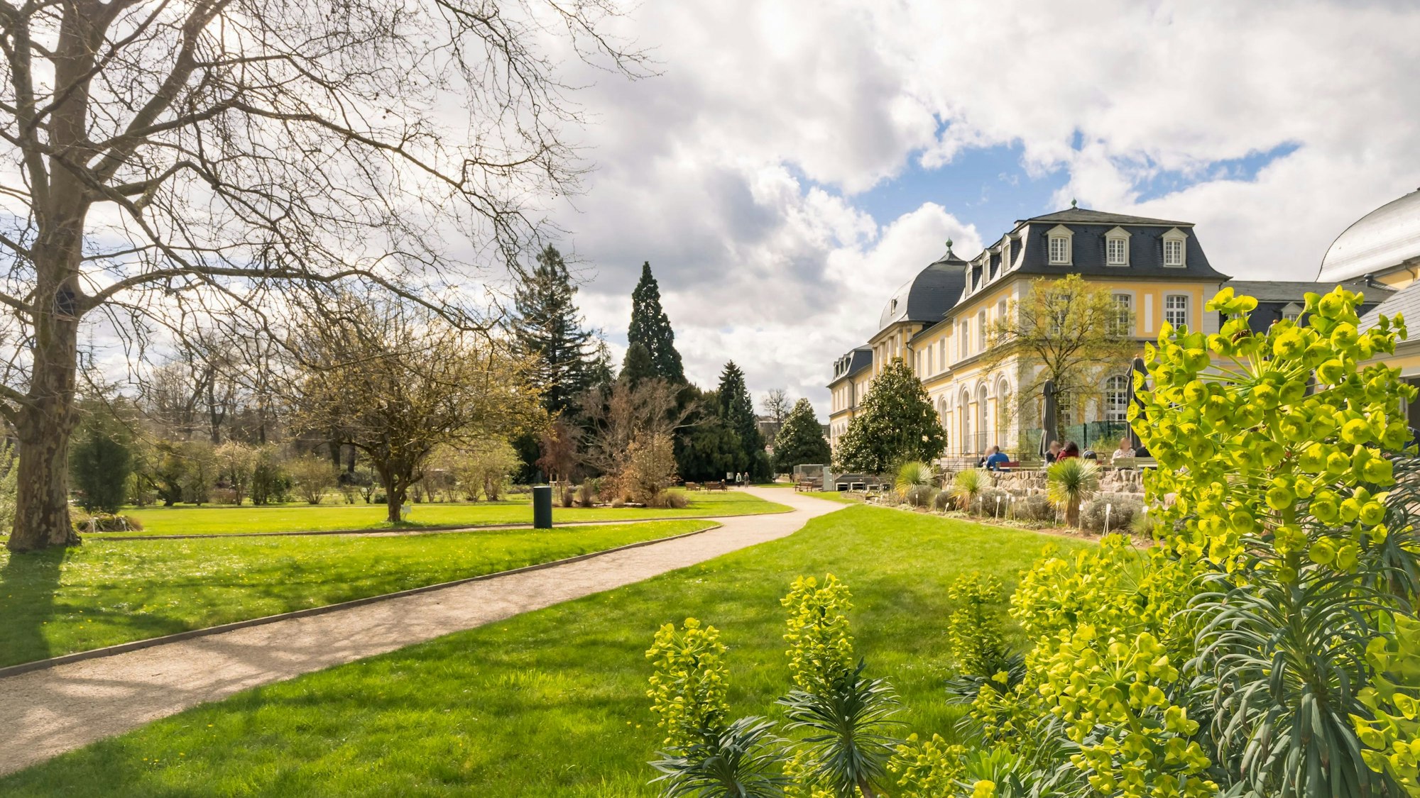 Blick auf den Schlossgarten im Botanischen Garten Bonn.